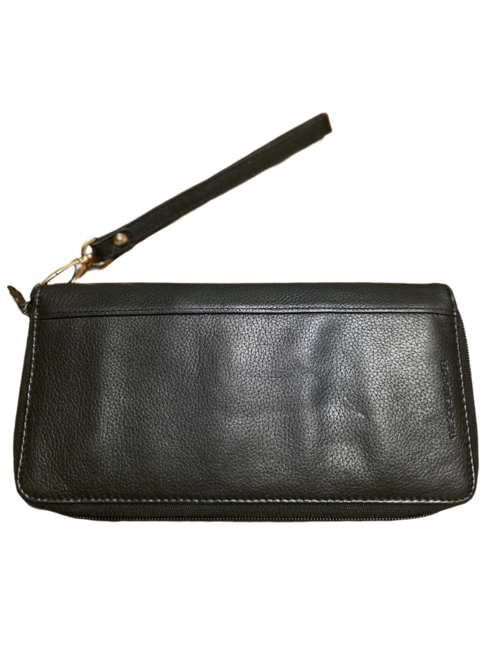 Vintage 90's Wilsons Leather Black Pebbled Leather Wristlet Clutch EUC